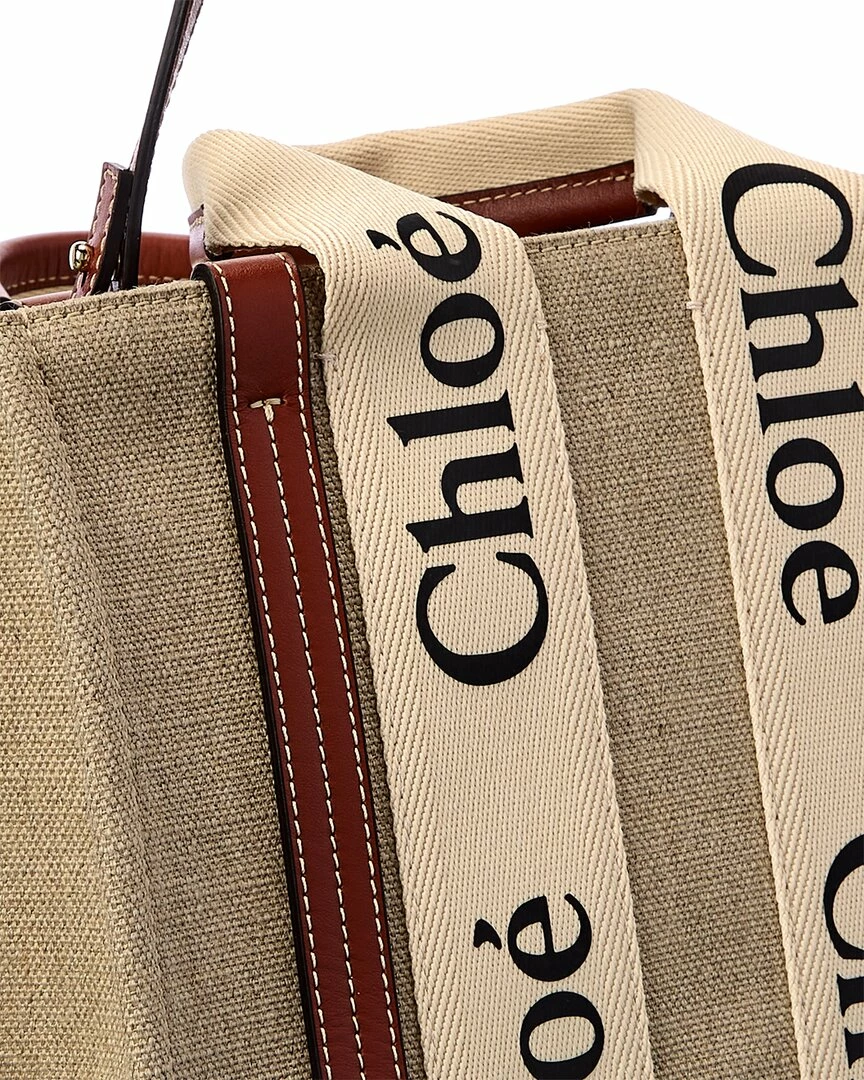 Chloé Woody Small Canvas & Leather Tote Women Totes - Image 3