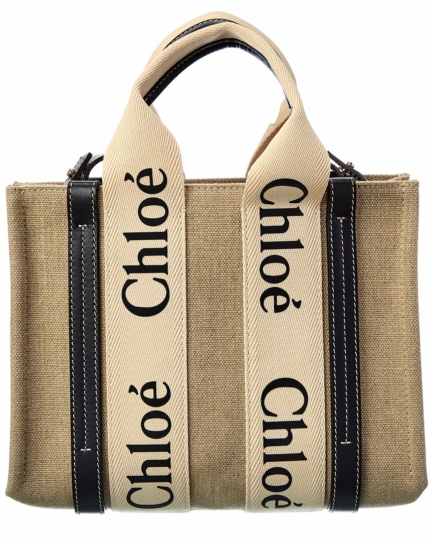 Chloé Woody Small Canvas & Leather Tote Women Totes - Image 2