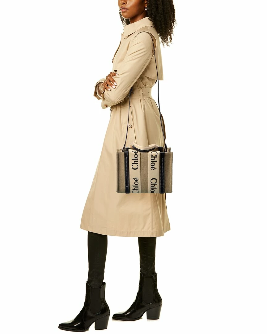 Chloé Woody Small Canvas & Leather Tote Women Totes - Image 4