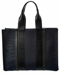 Chloé Woody Large Canvas & Leather Tote Women Totes