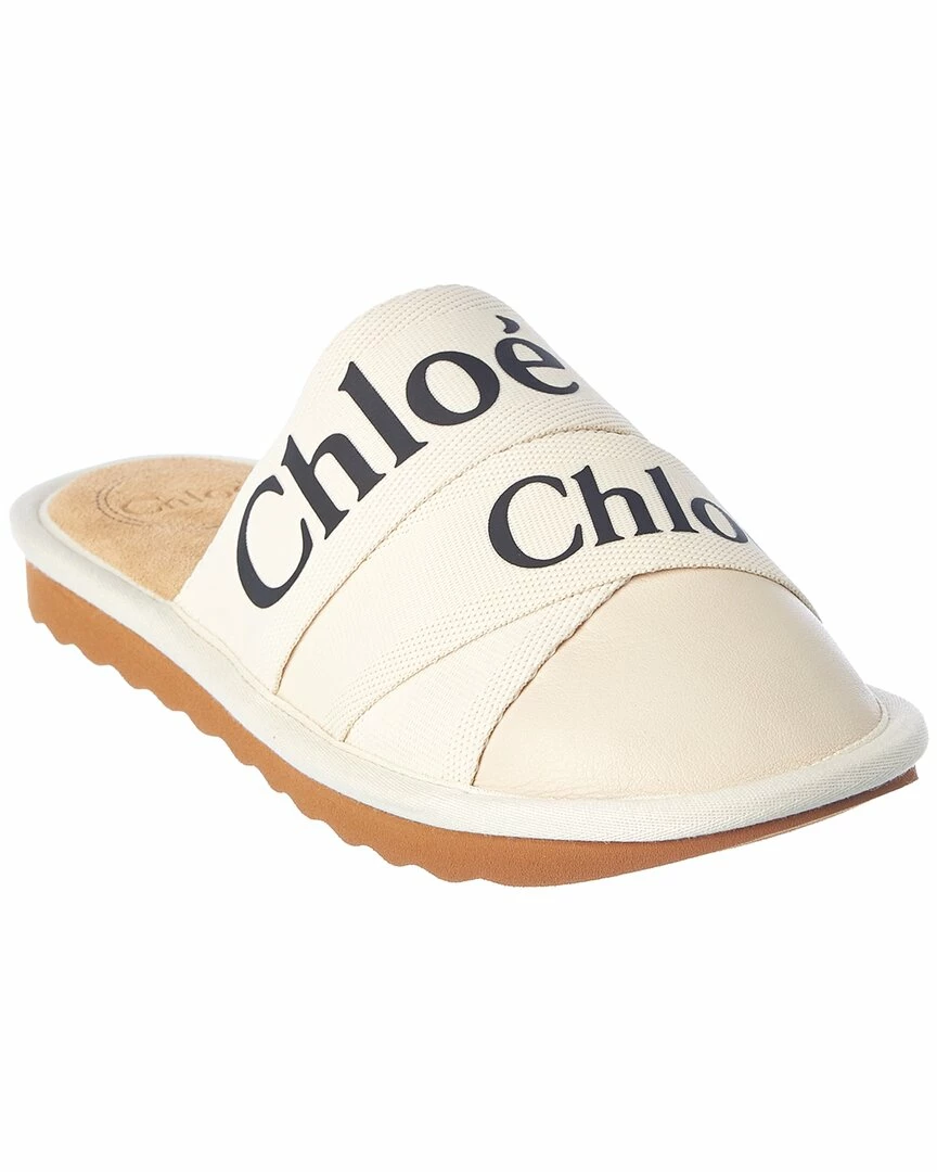 Chloé Woody Canvas & Leather Slipper Women Flats