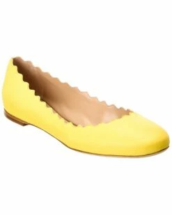 Chloé Lauren Scalloped Leather Ballerina Flat Women Flats