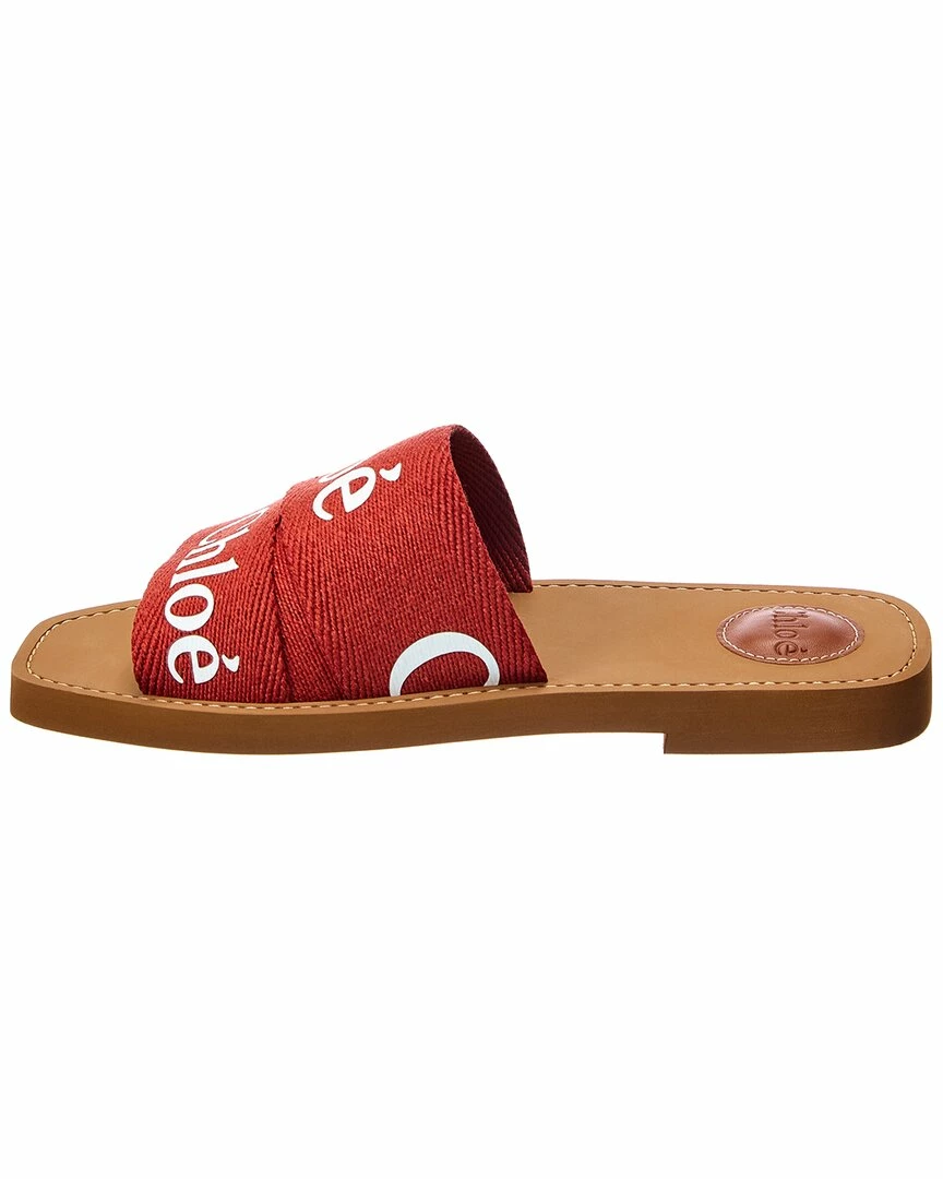 Chloé Woody Logo Canvas Slide Women Flat Sandals - Image 2