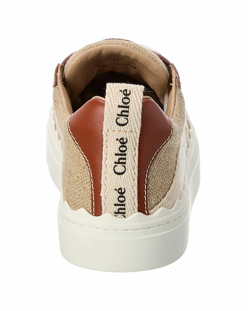 Chloé Lauren Canvas & Leather Sneaker Women Fashion Sneakers Brown - Image 3