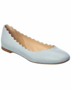 Chloé Lauren Scalloped Leather Ballerina Flat Women Flats