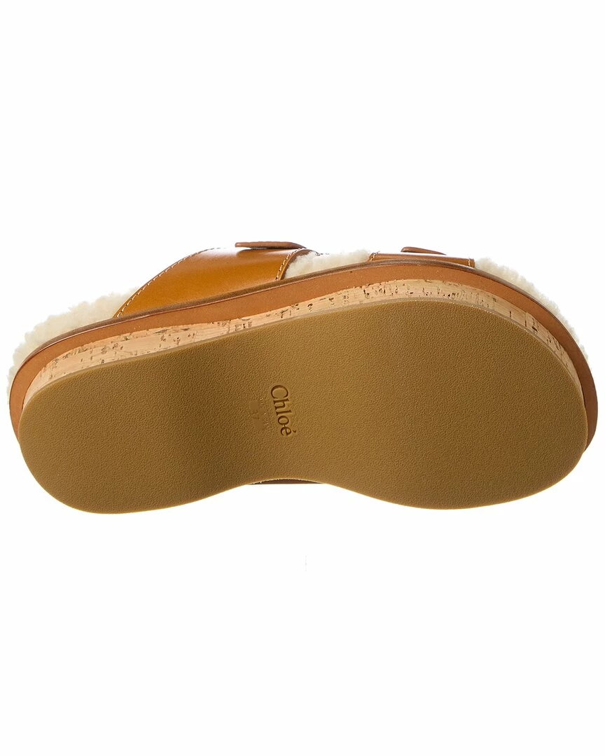 Chloé Marah Leather & Shearling Sandal Women Flat Sandals - Image 4