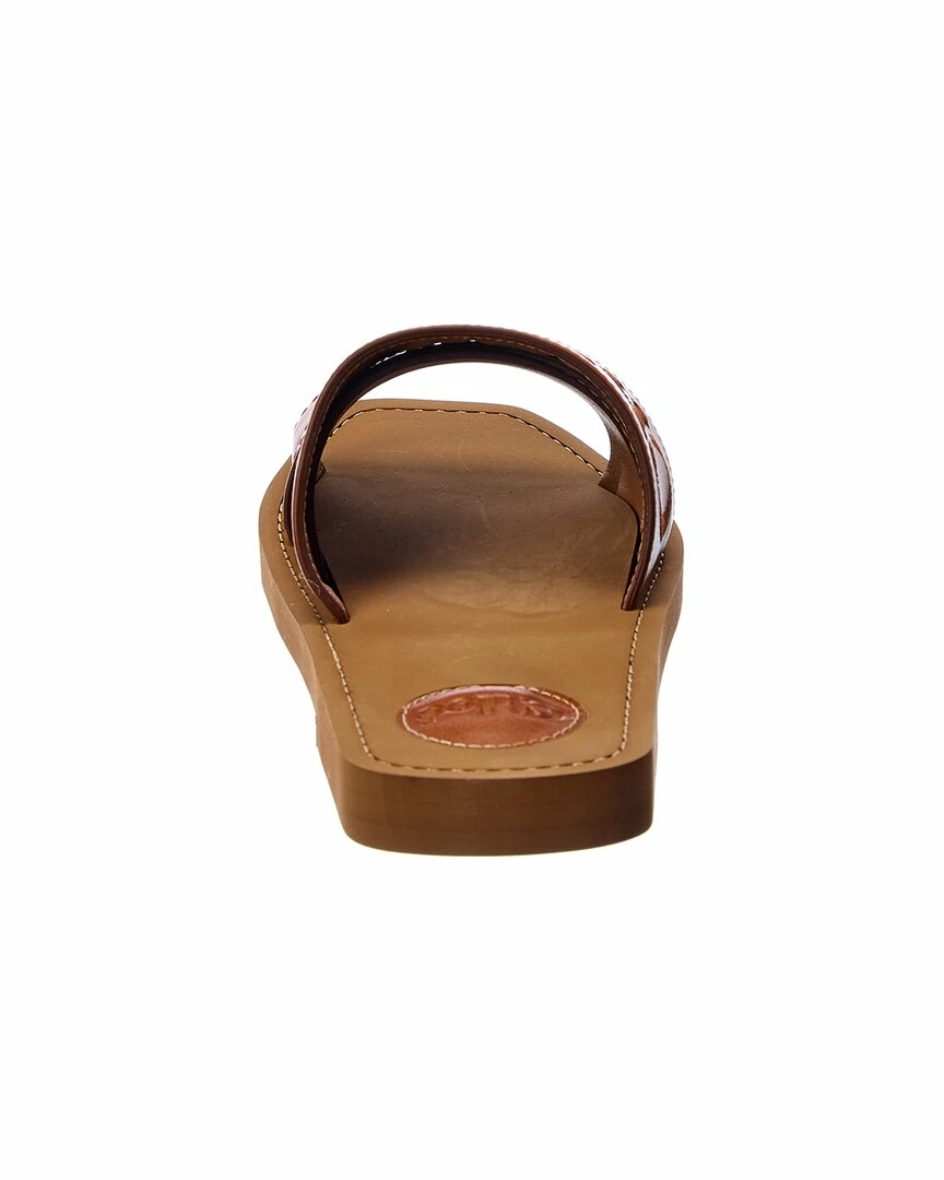 Chloé Woody Leather Slide Women Flat Sandals Brown - Image 3
