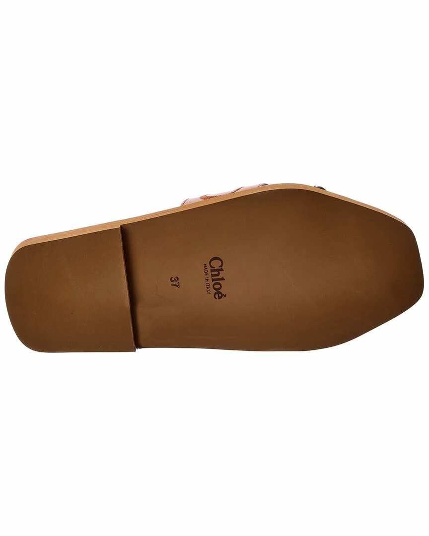 Chloé Woody Leather Slide Women Flat Sandals Brown - Image 4