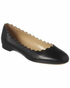 Chloé Lauren Scalloped Leather Ballerina Flat Women Flats