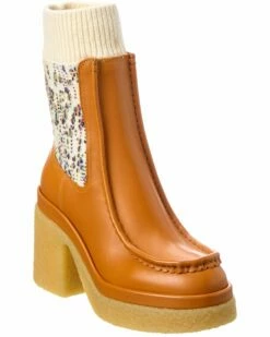 Chloé Jamie Sock Leather Bootie Women Booties