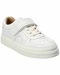 Chloé Lauren Scalloped Leather Sneaker Women Fashion Sneakers White