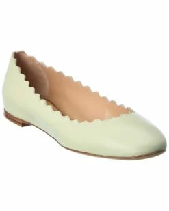 Chloé Lauren Scalloped Leather Ballerina Flat Women Flats