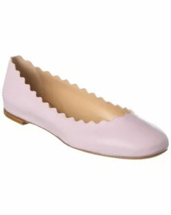 Chloé Lauren Scalloped Leather Ballerina Flat Women Flats
