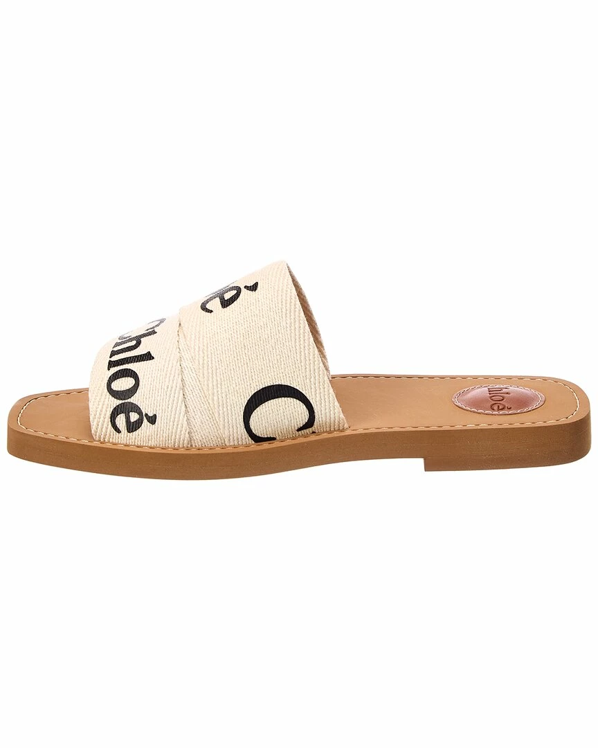 Chloé Woody Logo Canvas Slide Women Flat Sandals - Image 2