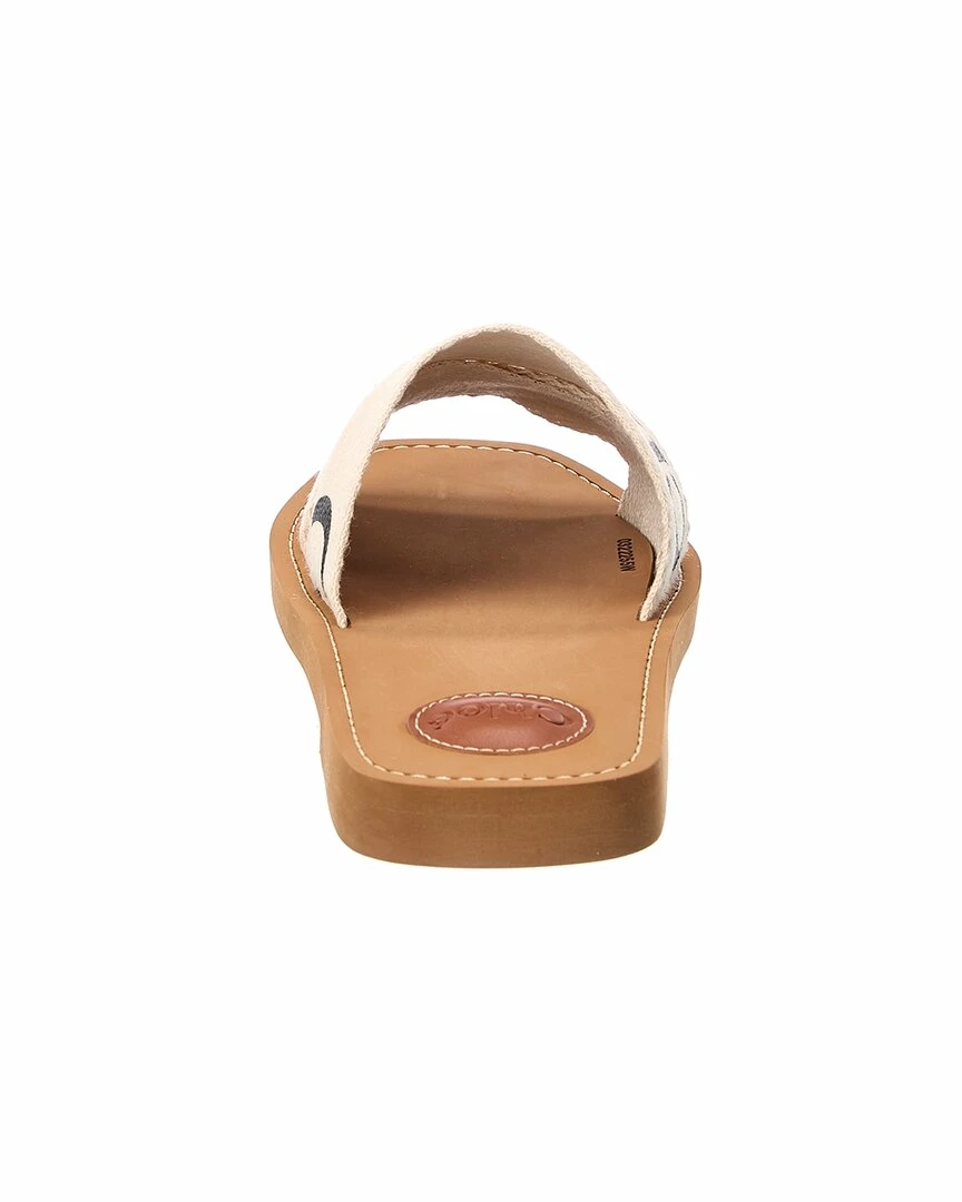 Chloé Woody Logo Canvas Slide Women Flat Sandals - Image 3
