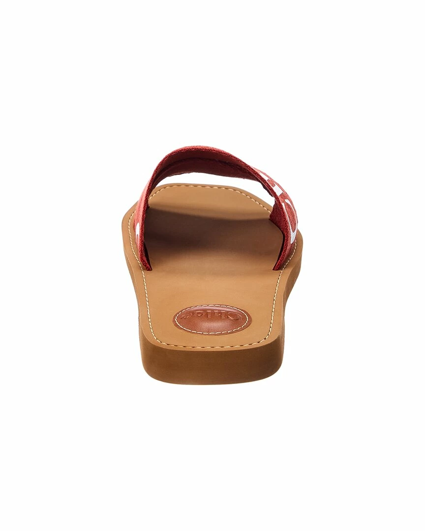 Chloé Woody Logo Canvas Slide Women Flat Sandals - Image 3