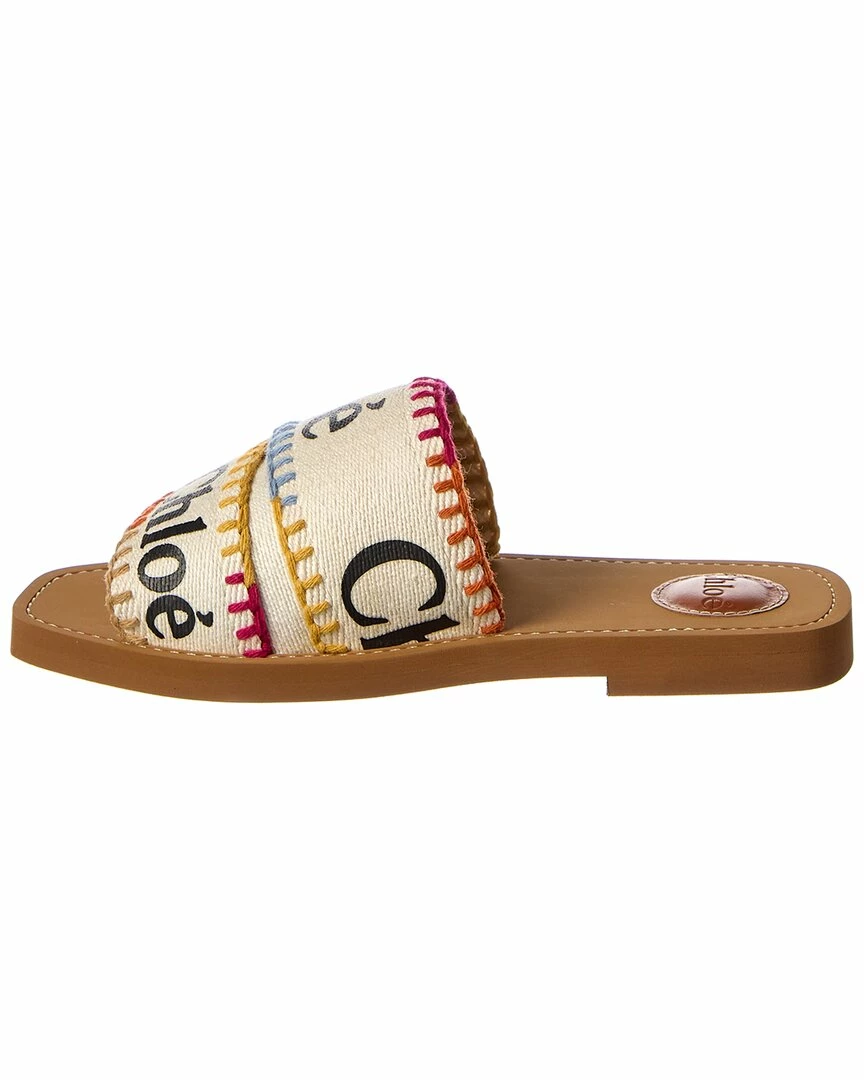 Chloé Woody Logo Canvas Slide Women Flat Sandals - Image 2
