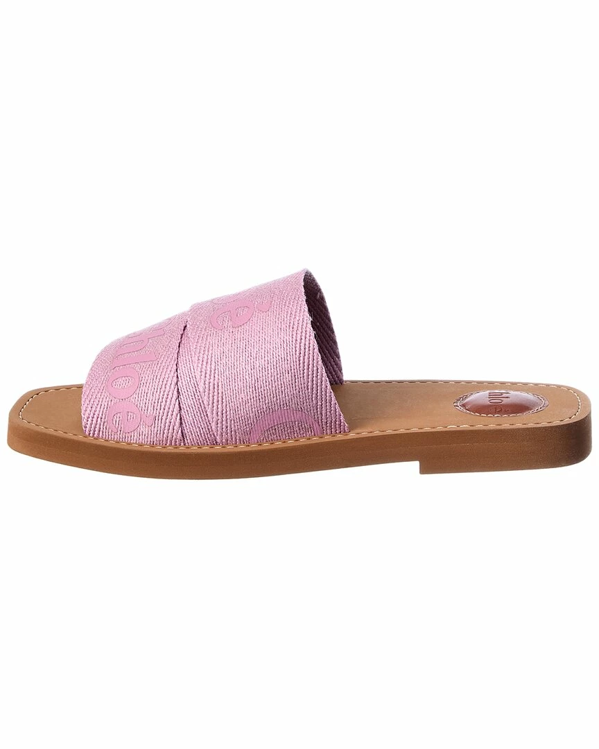 Chloé Woody Logo Canvas Slide Women Flat Sandals - Image 2