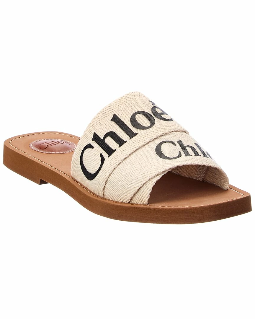 Chloé Woody Logo Canvas Slide Women Flats