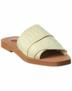 Chloé Woody Logo Canvas Slide Women Flat Sandals