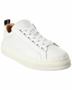 Chloé Lauren Scalloped Leather Sneaker Women Fashion Sneakers White