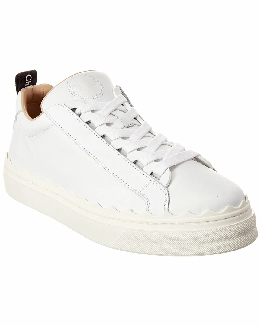 Chloé Lauren Scalloped Leather Sneaker Women Fashion Sneakers White