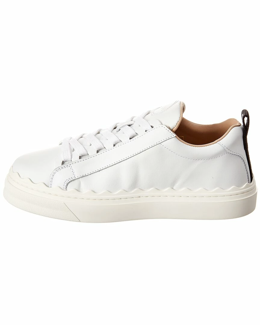 Chloé Lauren Scalloped Leather Sneaker Women Fashion Sneakers White - Image 2
