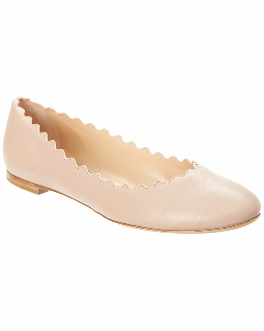Chloé Lauren Scalloped Leather Ballerina Flat Women Flats Pink - Image 6