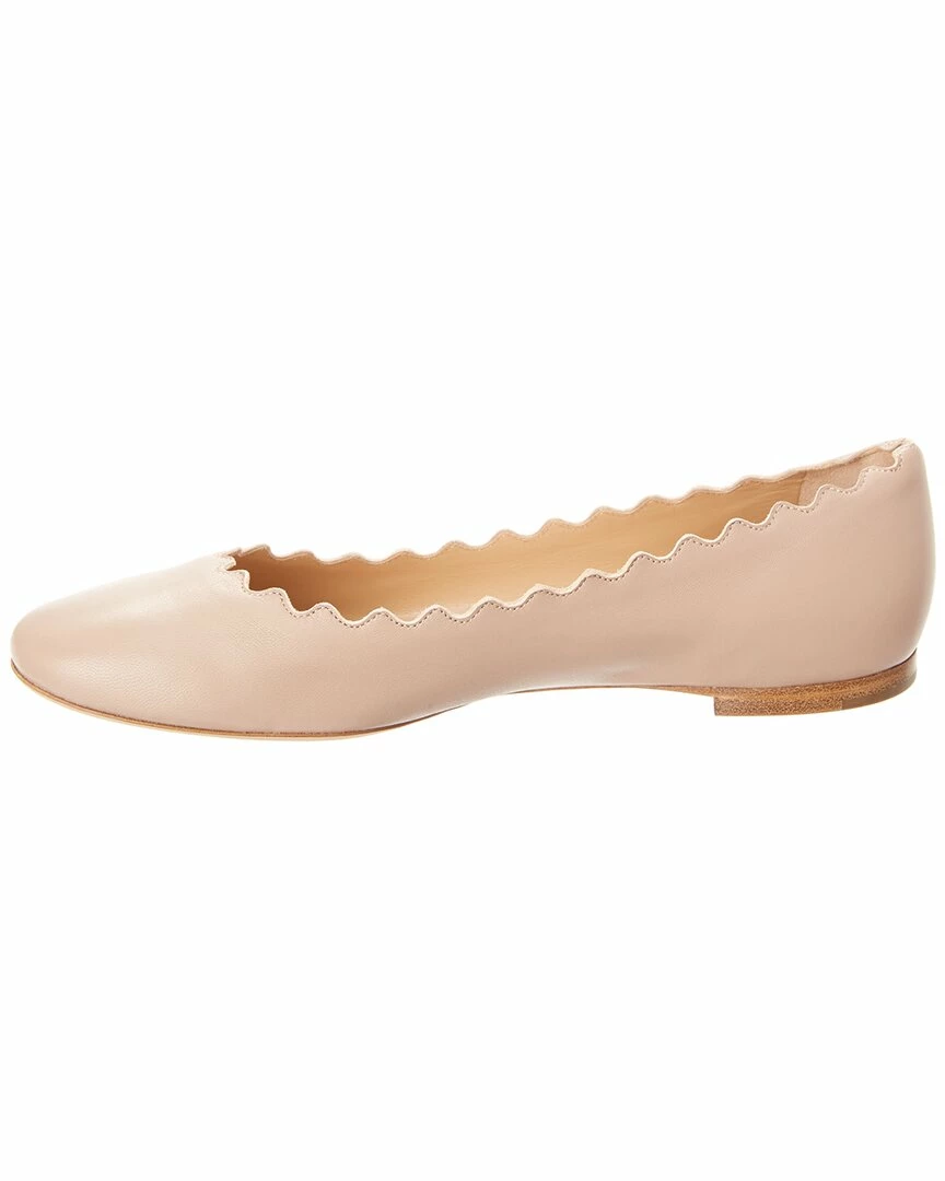 Chloé Lauren Scalloped Leather Ballerina Flat Women Flats Pink - Image 2