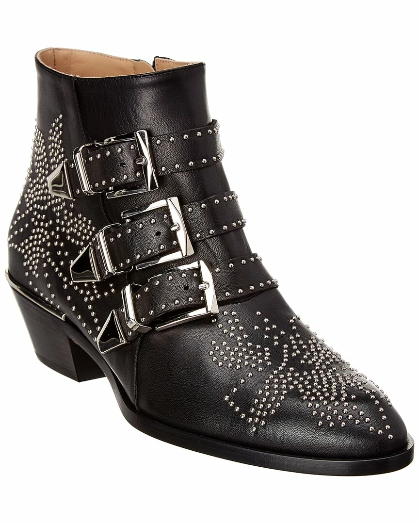 Chloé Susanna Studded Leather Bootie Women Booties Black - Image 6