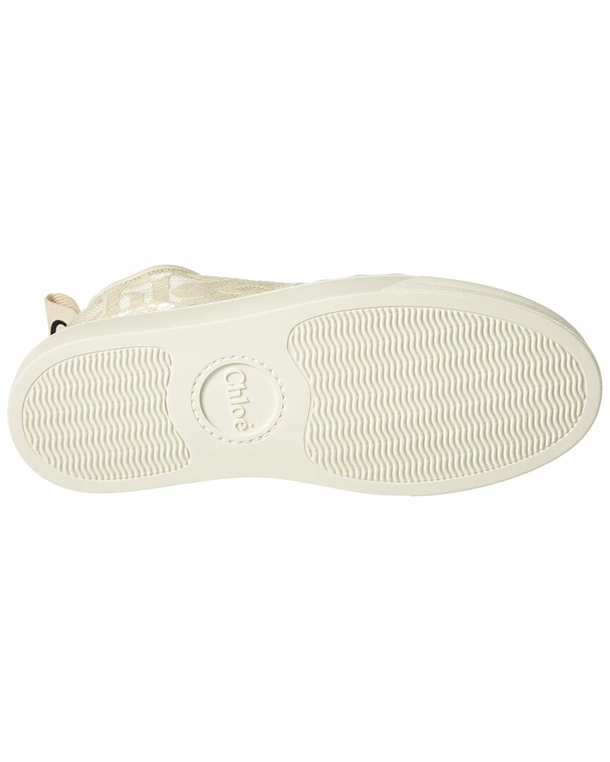 Chloé Lauren Lace & Leather Sneaker Women Fashion Sneakers Beige - Image 4